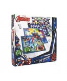 BOITE MULTIJEUX AVENGERS MARVEL 4 PLATEAUX : MARELLE, DAMES, PETITS CHEVAUX, ECHELLE - CARTAMUNDI