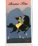 CARTE BONNE FTE DISNEY + ENVELOPPE : PRINCESSE MULAN ET SON CHEVAL - ENFANT - FILLE - ADULTE - CARTERIE (51)