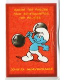CARTE JOYEUX ANNIVERSAIRE SCHTROUMPF COSTAUD + ENVELOPPE - CARTERIE BD SPORTIF - ENFANT - ADULTE - FILLE - GARCON (8)