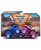 COFFRET 2 MONSTER JAM 1/64 SERIE 25 : BLUE THUNDER VS FULL CHARGE - VEHICULE MINIATURE METAL - SPIN MASTER