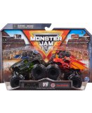 COFFRET 2 MONSTER JAM : ALIEN INVASION ET BAKUGAN DRAGONOID - VEHICULE MINIATURE METAL NOIR ROUGE - SPIN MASTER