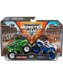 COFFRET 2 MONSTER JAM : GRAVE DIGGER ET RAZIN KANE - VEHICULE MINIATURE METAL VERT ET BLANC - SPIN MASTER