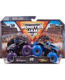 COFFRET 2 MONSTER JAM : MOWARK WORRIOR ET STONE CRUSHER - VEHICULE MINIATURE METAL NOIR BLEU - SPIN MASTER