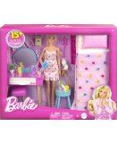 COFFRET BARBIE : LA CHAMBRE A COUCHE + COIFFEUSE + POUPEE MANNEQUIN + CHAT + 18 ACCESSOIRES - MATTEL - HPT55