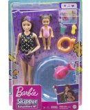 COFFRET BARBIE SKIPPER BABYSITTER AVEC PISCINE + PETITE FILLE + 5 ACCESSOIRES  - MATTEL - GRP39 - POUPEES ET ACCESSOIRES