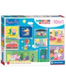 COFFRET DE 10 PUZZLES ENFANT PEPPA PIG ET SES AMIS 18 - 30 - 48 - 60 - PIECES - PEPPA LE COCHON