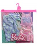 COFFRET DE 2 TENUES MODE : JUPE ROSE ET T-SHIRT + ROBE VIOLETTE POUR POUPEE BARBIE - VETEMENT - HABIT - MATTEL - GRC88