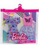 COFFRET DE 2 TENUES MODE : ROBE PAPILLON + SHORT ET TOP ROSE + CHAUSSURE POUR POUPEE BARBIE - VETEMENT - HABIT - MATTEL - HBV68