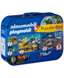 COFFRET DE 4 PUZZLES PLAYMOBIL 2 X 60 PIECES ET 2 X 100 PIECES - SCHMIDT - 55599