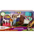 COFFRET SPIRIT : LE BAIN DE BOOMERANG - CHEVAL 20 CM + VACHE + ACCESSOIRES - MATTEL