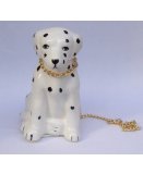 DALMATIEN ASSIS AVEC LAISSE EN PORCELAINE 10 CM - FIGURINE ANIMAUX  - CHIEN