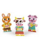 FUNNY MAGNETS : 3 ANIMAUX DE LA FERME MAGNETIQUES EN BOIS - JANOD - J08029