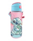 GOURDE ALUMINIUM STITCH 600 ML AVEC PAILLE - BOUTEILLE D'EAU DISNEY - ECOLE, LOISIRS, SPORT