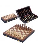 JEU D'ECHECS PLIABLE EN BOIS DE LUXE 30 CM - PLATEAU FORMAT VOYAGE - LONGFIELD