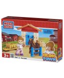 L ECURIE AVEC PONEY ET FFIGURINE - 16 PIECES  - BLOK TOWN - MEGA BLOKS - 361 - JEU DE CONSTRUCTION