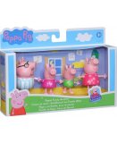 LA FAMILLE PEPPA PIG - 4 FIGURINES : PEPPA LE COCHON MAMAN ET PAPA PIG ET GEORGES - COLLECTION L'HEURE DU DODO - HASBRO