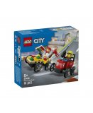 LEGO CITY 60458 PACK DE BOLIDES DE COURSE : CAMION DE PIZZA CONTRE CAMION DE POMPIERS