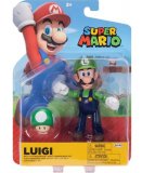 LUIGI AVEC CHAMPIGNON VERT 1UP : FIGURINE SUPER MARIO 11 CM - FIGURINE NINTENDO ARTICULE - JAKKS