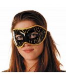 MASQUE LOUP VENITIEN NOIR ET OR FEMME - ACCESSOIRE BAL MASQUE, CARNAVAL