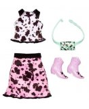 MATTEL - HJT18 - HABIT BARBIE - ACCESSOIRE POUPEE - JUPE ROSE ET NOIR + SAC BANANE + CHAUSSURES - VETEMENT POUPEE