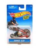 MOTORCYCLE HAMMER SLED - HOT WHEELS - MOTO NOIR - MINIATURE AVEC FIGURINE - MATTEL - X2076