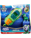 PAT PATROUILLE AQUA PUPS : ROCKY ET SON SOUS-MARIN SAWFISH - FIGURINE CHIEN - VEHICULE DE LUXE - PAW PATROL - SPIN MASTER - 20140365