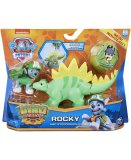 PAT PATROUILLE DINO RESCUE ROCKY ET SON STEGOSAURE + DINOSAURE MYSTERE - FIGURINE CHIEN - PAW PATROL - SPIN MASTER - 20129715