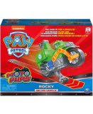 PAT PATROUILLE MOTO PUPS : ROCKY AVEC SA MOTO DE RECYCLAGE A RETROFRICTION - FIGURINE CHIEN - VEHICULE DE LUXE - PAW PATROL - SPIN MASTER - 20129830