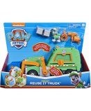 PAT PATROUILLE ROCKY AVEC GRAND CAMION DE RECYCLAGE TRANSFORMABLE - FIGURINE CHIEN - PAW PATROL - SPIN MASTER