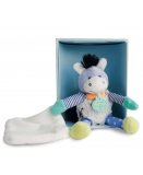 PELUCHE ANE BLEU CHOUPIDOUDOU AVEC MOUCHOIR 18 CM - COFFRET NAISSANCE - DOUDOU ET COMPAGNIE - DC2890