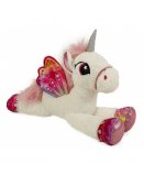 PELUCHE GEANTE : LICORNE COUCHEE BLANCHE AVEC AILES 88CM - ANIMAUX FANTASTIQUE