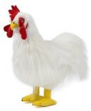 PELUCHE GRAND COQ BLANC 38 CM - ANIMAUX DE LA FERME - LIVING NATURE AN379