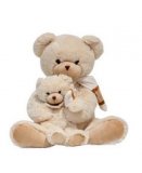 PELUCHE GRAND : OURS ET OURSON BLANC ASSIS 53CM - NICOTOY - 581321