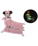 PELUCHE MINNIE AVEC SON MOUCHOIR PHOSPHORESCENTE ROSE 17 CM DISNEY - DOUDOU BRILLE DANS LA NUIT - NICOTOY