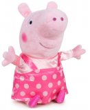 PELUCHE PEPPA PIG TENUE SALOPETTE A POIS ROSE 31 CM - PELUCHE LICENCE PEPPA LE COCHON