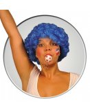 PERRUQUE POP AFRO BLEUE COURTE BOUCLEE ADULTE - SOIREE DISCO, CARNAVAL