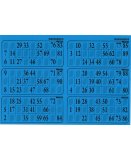 PLAQUE DE 6 GRILLES DE LOTO RIGIDE 1MM BLEU TURQUOISE - CARTONS LOTO - LOTOQUINE