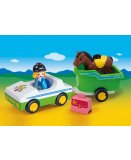 PLAYMOBIL 1.2.3 70181 CAVALIERE AVEC VOITURE ET REMORQUE