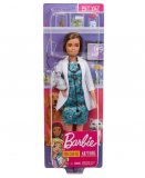 POUPEE BARBIE BRUNE METIER : VETERINAIRE AVEC BLOUSE ET CHATON - MATTEL - GJL63