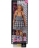 POUPEE BARBIE FASHIONISTAS N96 ROBE VICHY NOIR ET BLANC - MATTEL - FJF56