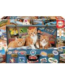 PUZZLE 3 PETITS CHATONS TIGRES DANS UNE VALISE  200 PIECES - COLLECTION ANIMAUX - EDUCA - 18065