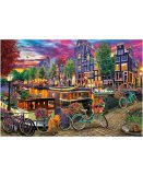 PUZZLE AMSTERDAM : VELO ET VU SUR LE CANAL AU COUCHE DU SOLEIL 6000 PIECES - COLLECTION VILLE PAYS BAS - EDUCA - 20330