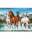 PUZZLE CHEVAUX BLANC BRUN ET NOIR QUI GALOPENT DANS L'EAU 2000 PIECES - COLLECTION ANIMAUX