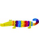 PUZZLE CROCODILE EN BOIS 55 CM - LETTRES DE L'ALPHABET 27 PIECES - JEU EDUCATIF