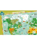 PUZZLE D'OBSERVATION TOUR DU MONDE AVEC LIVRET 200 PIECES - DJECO - DJ07412