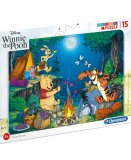 PUZZLE DISNEY AVEC CADRE : WINNIE L'OURSON TIGROU PORCINET ET COCO LAPIN FONT DU CAMPING 15 PIECES - CLEMENTONI