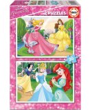 PUZZLE DISNEY PRINCESSE : BELLE ET AURORE DANS LE JARDIN / BLANCHE NEIGE ARIEL CENDRILLON 2 X 20 PIECES - EDUCA - 16846