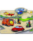 PUZZLE EN BOIS LES VEHICULES - AVION - 6 PIECES - EICHHORN - PUZZLE A ENCASTRER - PUZZLE AVEC BOUTONS