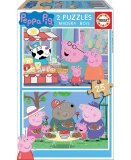 PUZZLE EN BOIS PEPPA LE COCHON AU MARCHE / PEPPA PIG ET REPAS EN FAMILLE 2 X 25 PIECES - EDUCA - 18078