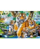 PUZZLE FAMILLE DE TIGRES DANS LA FORET 1000 PIECES - COLLECTION ANIMAUX SAUVAGES 